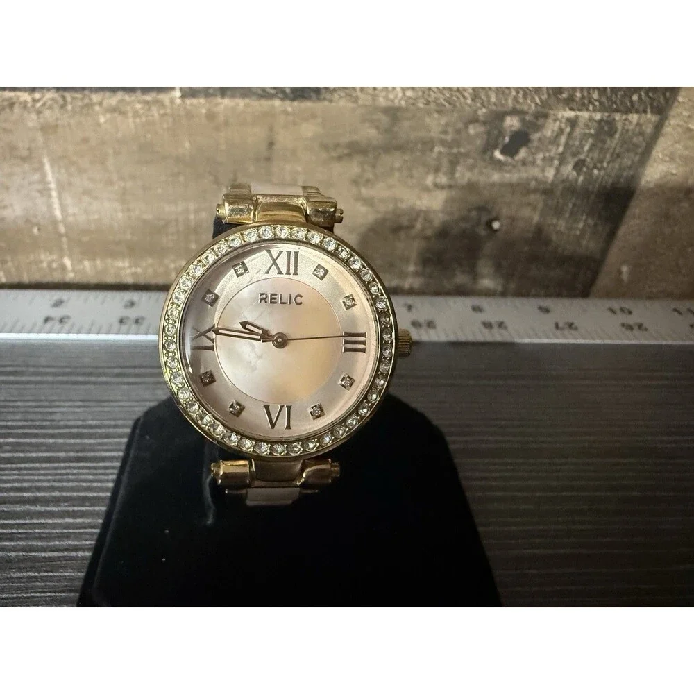 Relic By Fossil Women's Rose Goldtone Bracelet Watch ZR34335 Beautiful Pink